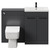 Napoli Cento 390 Gloss Grey 1200mm Wall Mounted Vanity Unit Toilet Suite with 1 Tap Hole Basin and 2 Drawers with Matt Black Handles Front View