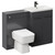 Napoli Cento 390 Gloss Grey 1200mm Wall Mounted Vanity Unit Toilet Suite with 1 Tap Hole Basin and 2 Drawers with Gunmetal Grey Handles Left Hand View