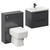 Napoli Cento 390 Gloss Grey 1200mm Vanity Unit Toilet Suite with 1 Tap Hole Basin and 2 Drawers with Gunmetal Grey Handles Left Hand View