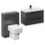 Napoli Cento 390 Gloss Grey 1400mm Wall Mounted Vanity Unit Toilet Suite with 1 Tap Hole Basin and 2 Drawers with Matt Black Handles Left Hand View