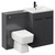 Napoli Cento Gloss Grey 1200mm Vanity Unit Toilet Suite with 1 Tap Hole Basin and 2 Doors with Matt Black Handles Left Hand View
