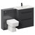 Napoli Cento Gloss Grey 1400mm Vanity Unit Toilet Suite with 1 Tap Hole Basin and 2 Drawers with Matt Black Handles Left Hand View