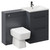 Napoli Cento Gloss Grey 1200mm Vanity Unit Toilet Suite with 1 Tap Hole Basin and 2 Drawers with Gunmetal Grey Handles Left Hand View