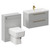 Napoli Cento 390 Gloss Grey Pearl 1400mm Wall Mounted Vanity Unit Toilet Suite with 1 Tap Hole Basin and 2 Drawers with Brushed Brass Handles Left Hand View