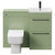 Napoli Cento Olive Green 1100mm Vanity Unit Toilet Suite with 1 Tap Hole Basin and 2 Drawers with Matt Black Handles Front View