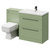 Napoli Cento Olive Green 1400mm Vanity Unit Toilet Suite with 1 Tap Hole Basin and 2 Drawers with Gunmetal Grey Handles Right Hand View
