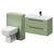 Napoli Cento 390 Olive Green 1400mm Wall Mounted Vanity Unit Toilet Suite with 1 Tap Hole Basin and 2 Drawers with Gunmetal Grey Handles Right Hand View