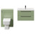 Napoli Cento 390 Olive Green 1400mm Wall Mounted Vanity Unit Toilet Suite with 1 Tap Hole Basin and 2 Drawers with Gunmetal Grey Handles Front View
