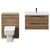 Napoli Cento 390 Tobacco Oak 1400mm Wall Mounted Vanity Unit Toilet Suite with 1 Tap Hole Basin and 2 Drawers with Gunmetal Grey Handles Front View