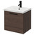 Napoli Brown Oak 500mm Wall Mounted Vanity Unit with 1 Tap Hole Basin and Single Drawer with Matt Black Handle Right Hand View