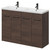 Napoli Brown Oak 1200mm Floor Standing Vanity Unit with Polymarble Double Basin and 4 Doors with Gunmetal Grey Handles Right Hand View