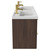 Napoli Brown Oak 1200mm Wall Mounted Vanity Unit with Polymarble Double Basin and 4 Drawers with Brushed Brass Handles Side View