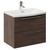 Napoli Brown Oak 600mm Wall Mounted Vanity Unit with 1 Tap Hole Curved Basin and 2 Drawers with Polished Chrome Handles Left Hand View
