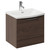 Napoli Brown Oak 500mm Wall Mounted Vanity Unit with 1 Tap Hole Curved Basin and Single Drawer with Polished Chrome Handle Left Hand View