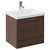 Napoli Brown Oak 500mm Wall Mounted Vanity Unit with 1 Tap Hole Basin and Single Drawer with Polished Chrome Handle Left Hand View