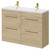 Napoli Light Oak 1200mm Floor Standing Vanity Unit with Ceramic Double Basin and 4 Drawers with Brushed Brass Handles Right Hand View