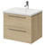 Napoli Light Oak 600mm Wall Mounted Vanity Unit with 1 Tap Hole Basin and 2 Drawers with Polished Chrome Handles Right Hand View