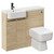 Napoli Combination Light Oak 1000mm Vanity Unit Toilet Suite with Left Hand Round Semi Recessed 1 Tap Hole Basin and 2 Doors with Gunmetal Grey Handles Left Hand View