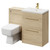 Napoli 390 Light Oak 1100mm Vanity Unit Toilet Suite with 1 Tap Hole Basin and 2 Drawers with Brushed Brass Handles Right Hand View