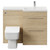 Napoli 390 Combination Light Oak 1100mm Vanity Unit Toilet Suite with Right Hand L Shaped 1 Tap Hole Basin and 2 Drawers with Polished Chrome Handles Front View