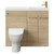 Napoli Combination Light Oak 1000mm Vanity Unit Toilet Suite with Slimline 1 Tap Hole Round Basin and 2 Doors with Brushed Brass Handles Front View