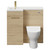 Napoli Combination Light Oak 900mm Vanity Unit Toilet Suite with Left Hand L Shaped 1 Tap Hole Round Basin and Single Door with Brushed Brass Handle Front View