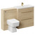 Napoli Cento 390 Light Oak 1400mm Vanity Unit Toilet Suite with 1 Tap Hole Basin and 2 Drawers with Brushed Brass Handles Left Hand View