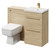 Napoli Cento Light Oak 1100mm Vanity Unit Toilet Suite with 1 Tap Hole Basin and 2 Drawers with Brushed Brass Handles Right Hand View