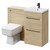 Napoli Cento Light Oak 1100mm Vanity Unit Toilet Suite with 1 Tap Hole Basin and 2 Drawers with Gunmetal Grey Handles Right Hand View