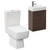Napoli Compact Brown Oak 400mm Cloakroom Vanity Unit and Toilet Suite including Paulo Toilet and Wall Mounted Vanity Unit with Single Door and Polished Chrome Handle Left Hand View