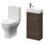 Napoli Compact Brown Oak 400mm Cloakroom Vanity Unit and Toilet Suite including Jubilee Open Back Toilet and Floor Standing Vanity Unit with Single Door and Polished Chrome Handle Right Hand View