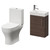 Napoli Compact Brown Oak 400mm Cloakroom Vanity Unit and Toilet Suite including Jubilee Open Back Toilet and Wall Mounted Vanity Unit with Single Door and Polished Chrome Handle Right Hand View