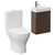 Napoli Compact Brown Oak 400mm Cloakroom Vanity Unit and Toilet Suite including Jubilee Open Back Toilet and Wall Mounted Vanity Unit with Single Door and Polished Chrome Handle Left Hand View