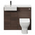 Napoli Combination Brown Oak 1000mm Vanity Unit Toilet Suite with Left Hand Square Semi Recessed 1 Tap Hole Basin and 2 Doors with Gunmetal Grey Handles Front View