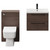 Napoli 390 Brown Oak 1100mm Wall Mounted Vanity Unit Toilet Suite with 1 Tap Hole Basin and 2 Drawers with Matt Black Handles Front View