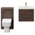 Napoli 390 Brown Oak 1100mm Wall Mounted Vanity Unit Toilet Suite with 1 Tap Hole Basin and 2 Drawers with Brushed Brass Handles Front View