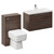 Napoli 390 Brown Oak 1300mm Wall Mounted Vanity Unit Toilet Suite with 1 Tap Hole Basin and 2 Drawers with Polished Chrome Handles Left Hand View