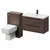 Napoli 390 Brown Oak 1300mm Wall Mounted Vanity Unit Toilet Suite with 1 Tap Hole Basin and 2 Drawers with Matt Black Handles Right Hand View