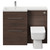 Napoli 390 Combination Brown Oak 1100mm Vanity Unit Toilet Suite with Left Hand L Shaped 1 Tap Hole Basin and 2 Drawers with Polished Chrome Handles Front View