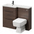 Napoli 390 Combination Brown Oak 1100mm Vanity Unit Toilet Suite with Left Hand L Shaped 1 Tap Hole Basin and 2 Drawers with Gunmetal Grey Handles Right Hand View