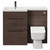 Napoli 390 Combination Brown Oak 1100mm Vanity Unit Toilet Suite with Left Hand L Shaped 1 Tap Hole Basin and 2 Drawers with Gunmetal Grey Handles Front View