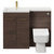 Napoli 390 Combination Brown Oak 1100mm Vanity Unit Toilet Suite with Left Hand L Shaped 1 Tap Hole Basin and 2 Doors with Brushed Brass Handles Front View