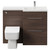 Napoli 390 Combination Brown Oak 1100mm Vanity Unit Toilet Suite with Right Hand L Shaped 1 Tap Hole Basin and 2 Drawers with Polished Chrome Handles Front View