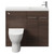 Napoli Combination Brown Oak 1000mm Vanity Unit Toilet Suite with Slimline 1 Tap Hole Round Basin and 2 Doors with Polished Chrome Handles Front View