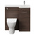 Napoli Combination Brown Oak 900mm Vanity Unit Toilet Suite with Right Hand L Shaped 1 Tap Hole Round Basin and Single Door with Polished Chrome Handle Front View