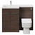 Napoli Combination Brown Oak 1100mm Vanity Unit Toilet Suite with Left Hand L Shaped 1 Tap Hole Basin and 2 Doors with Polished Chrome Handles Front View