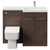 Napoli Combination Brown Oak 1100mm Vanity Unit Toilet Suite with Right Hand L Shaped 1 Tap Hole Basin and 2 Doors with Polished Chrome Handles Front View