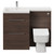Napoli Combination Brown Oak 1100mm Vanity Unit Toilet Suite with Left Hand L Shaped 1 Tap Hole Basin and 2 Drawers with Polished Chrome Handles Front View