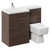 Napoli Combination Brown Oak 1100mm Vanity Unit Toilet Suite with Left Hand L Shaped 1 Tap Hole Basin and 2 Drawers with Polished Chrome Handles Left Hand View