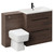 Napoli Brown Oak 1300mm Vanity Unit Toilet Suite with 1 Tap Hole Basin and 2 Drawers with Matt Black Handles Left Hand View